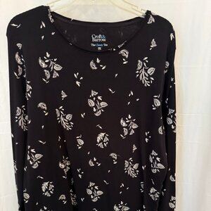 Black and white, botanical print, long sleeved T, Croft & Barrow, XXL